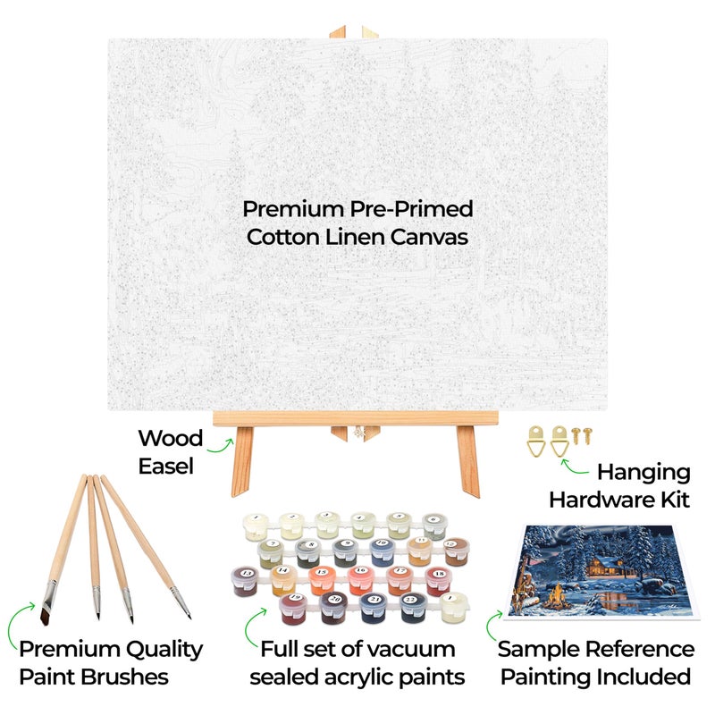 Ledgebay DIY Paint by Numbers Kit for Adults Framed Canvas Beginner to Advanced Paint by Numbers Kit Kits Include Acrylic Paint Set Brushes Tabletop Easel (Aurora Bliss 12" x 16" Framed) - Image 2